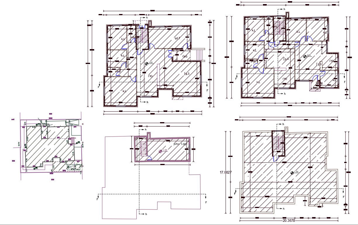 55 X 67 Feet 3 BHK Multifamily House Floor Plan CAD File