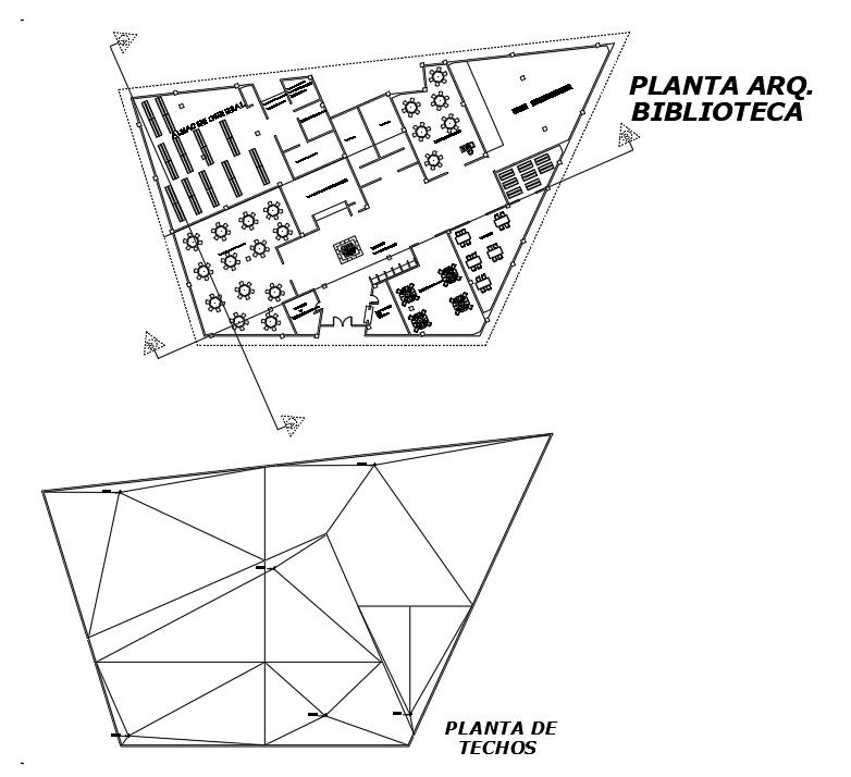 55x27m library plan is given in this AutoCAD drawing model. Download now.