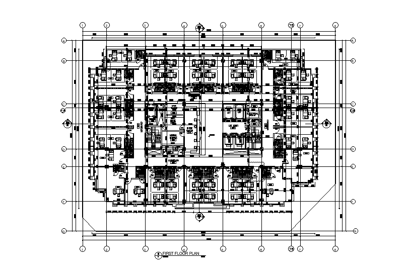 55x41m hospital plan is given in this Autocad drawing model. Download now.