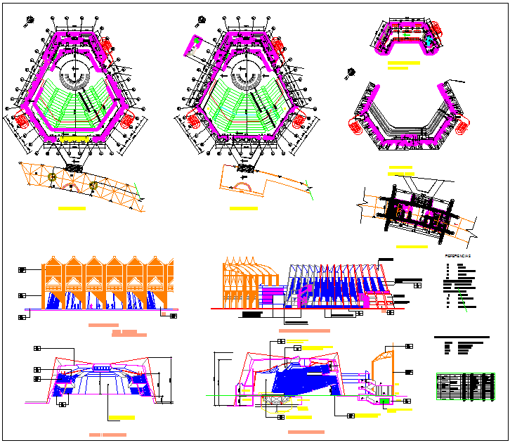 Convention Center AutoCAD Drawing with Plans Sections and Elevations