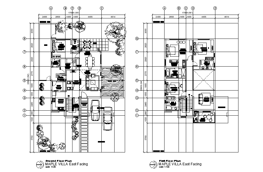 56’x84’ villa plan is given in this Autocad drawing file. Download now.
