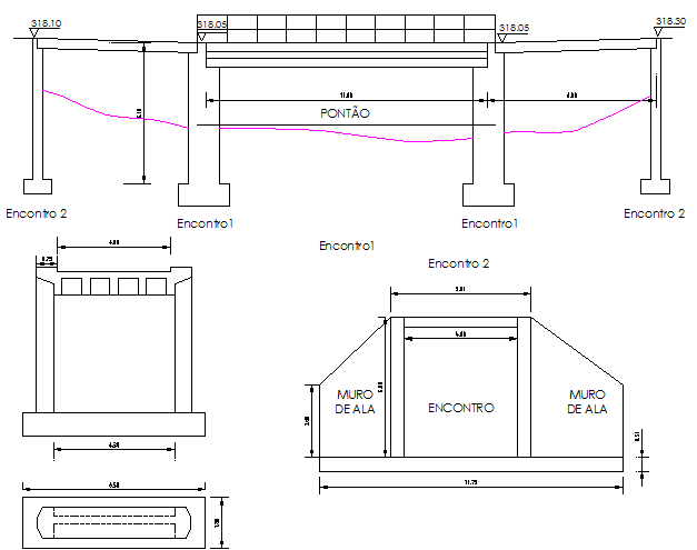 Concrete Bridge AutoCAD DWG with Plan, Section, and Elevation Details