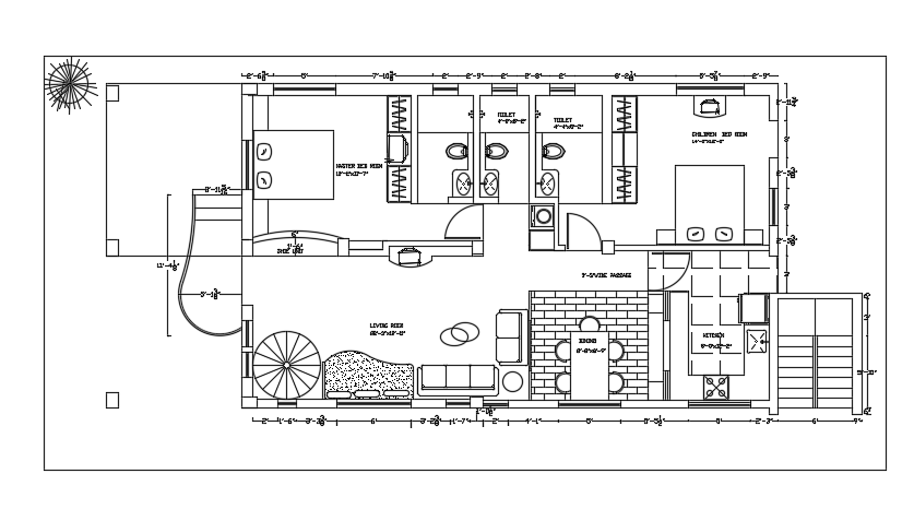 57’x26’ first floor house plan AutoCAD drawing