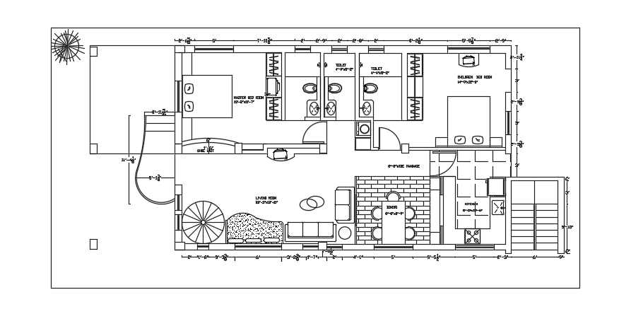57’x29’ multifamily two story first floor house proposal drawing