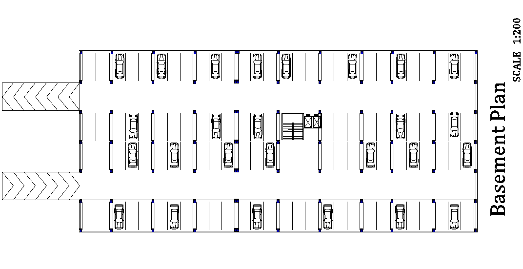 57x50m basement floor plan of municipal office building is given in this Autocad drawing file.Download now.