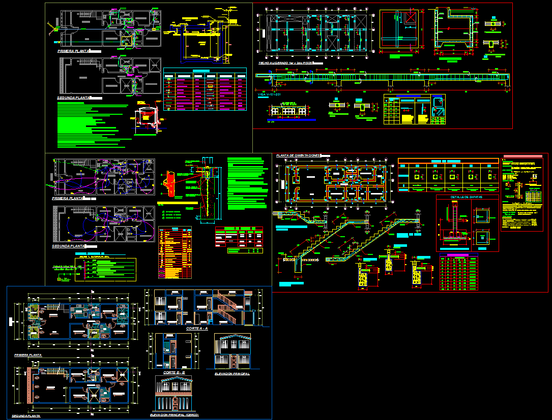 Single Family House CAD Drawing with Floor Plans and Elevations