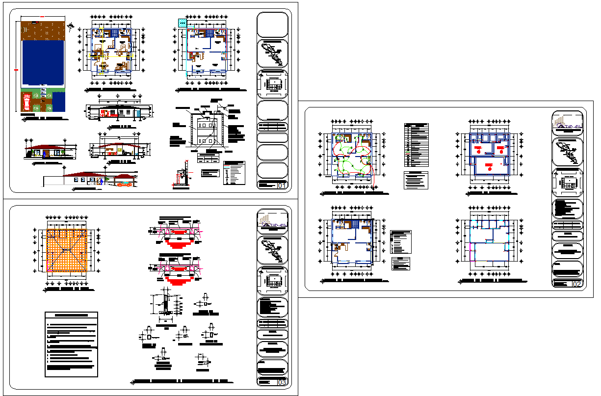 Terrace Home Design DWG Floor Plan Elevations and Structural Details