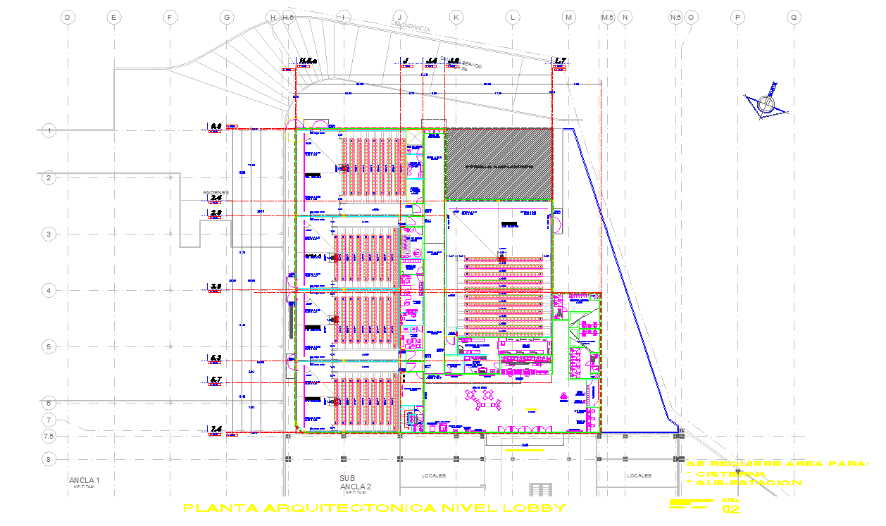 Multiplex Building Plan with Lobby Level Layout Seating Arrangement