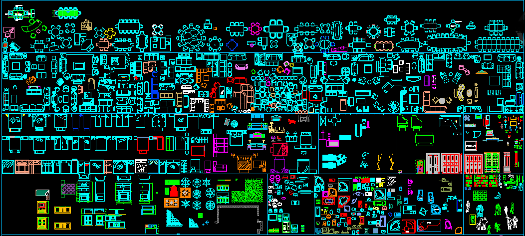Furniture CAD Blocks Collection with Beds Tables Sofas and Chairs