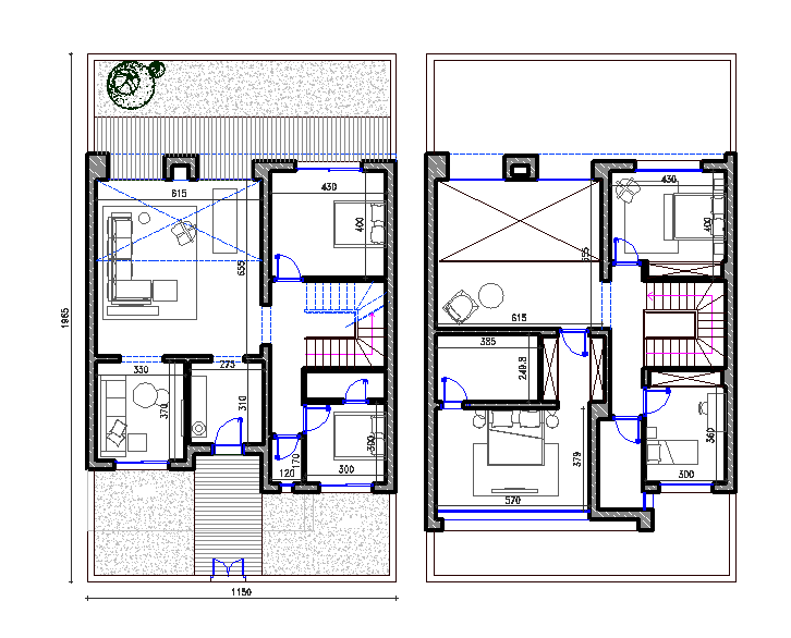 5 BHK G+1 Storey House Plan