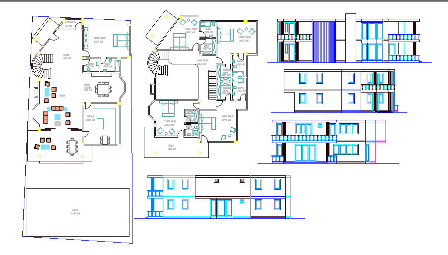 5BHK House Plan With Elevation AutoCAD File