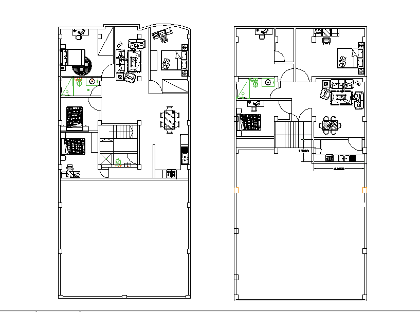 5 BHK House Plan With Furniture 