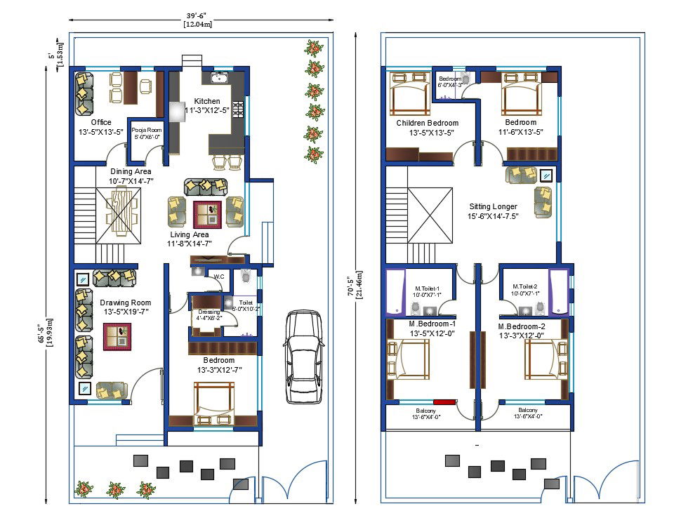 5 BHK Modern House Plan Interior AutoCAD Drawing