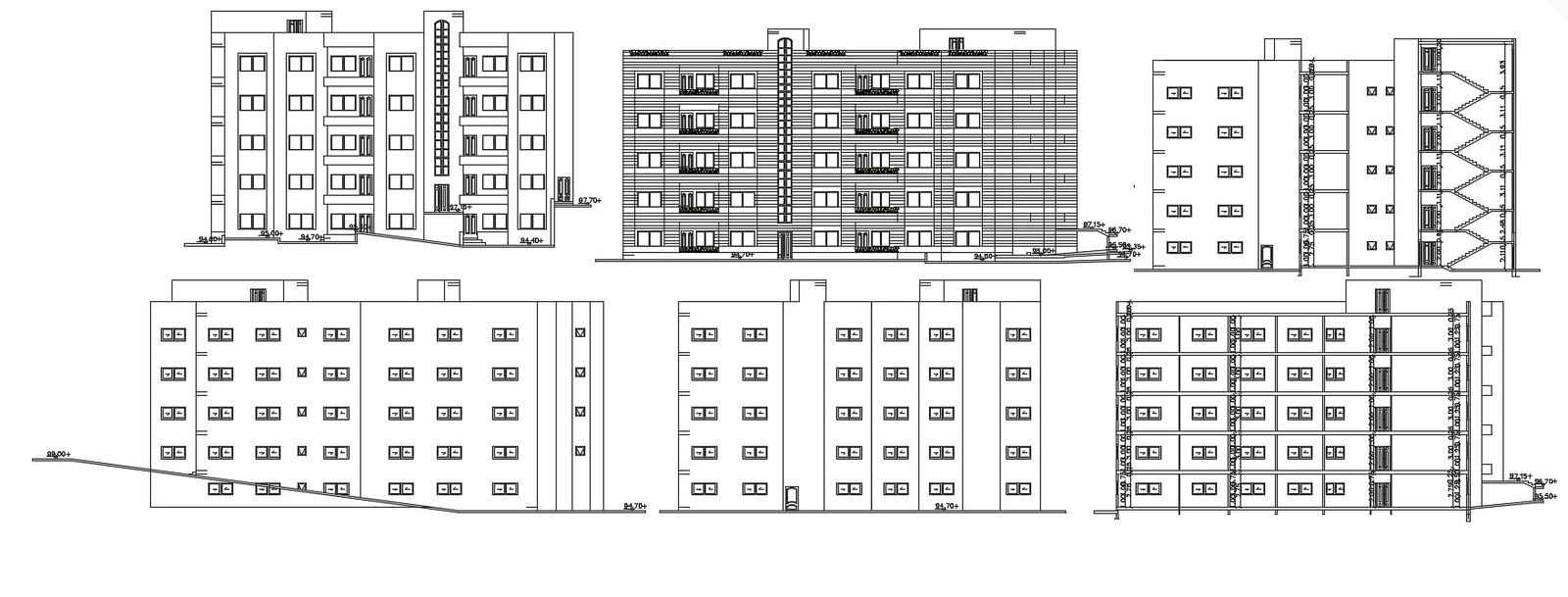 5 Storey Apartment Building Design CAD Drawing
