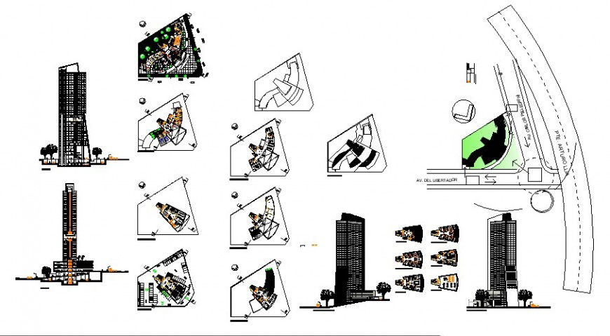 5 star hotel floor plan and elevation in auto cad software