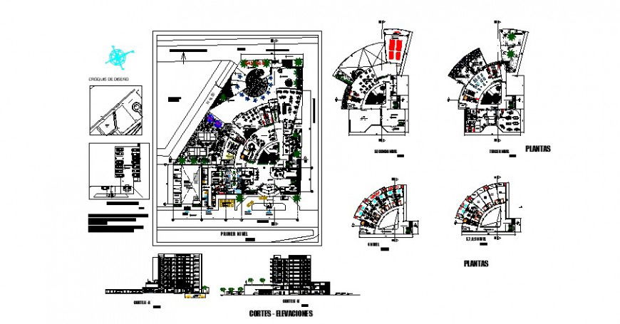 5 star hotel project detail cad file