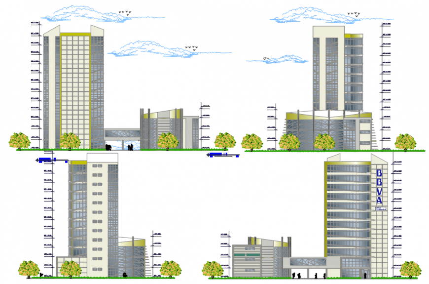 5 Star hotel project Elevation design cad file