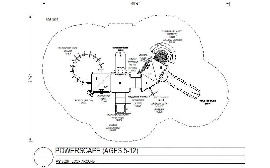 5 to 12-year children playing power scape view in plan design dwg file