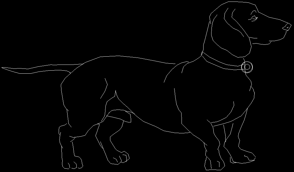 Dog CAD Drawing DWG with 2D Side View and Realistic Line Details