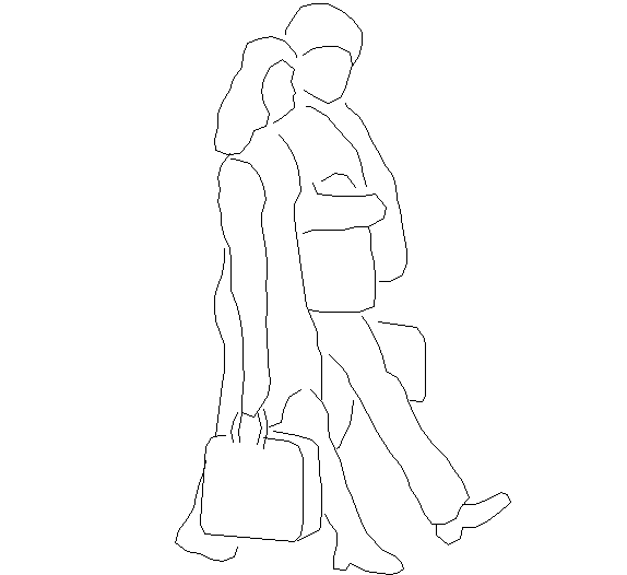 Couple AutoCAD Block with 2D Side Walking View Figure DWG file