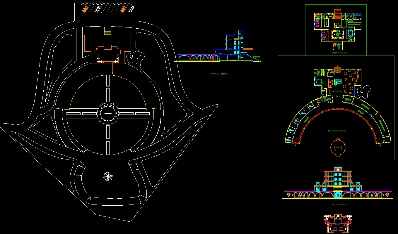 State Cultural Center AutoCAD DWG with Floor Plan and Elevation