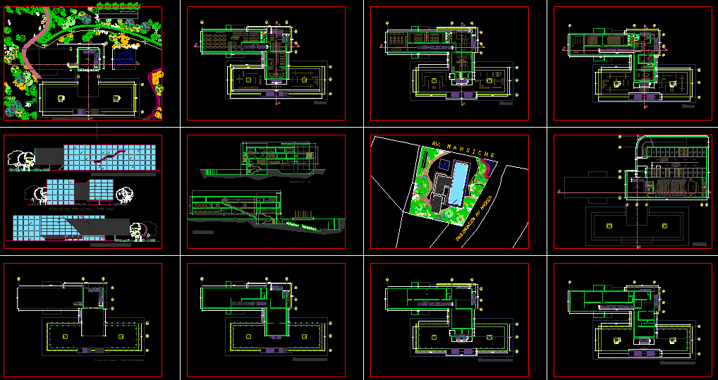 Museum Building CAD Drawing with 3 Level Layout and Elevation Details