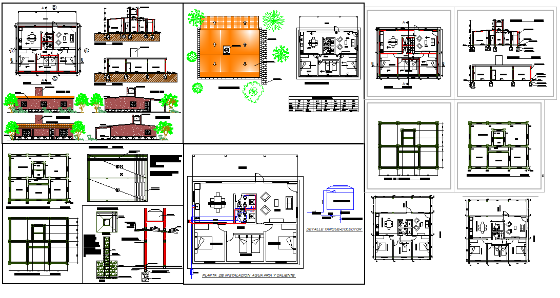 Modern house plan 2D cad drawing is given in this cad file design