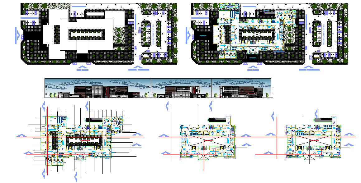 Modern Hospital Design Project with Detailed Floor Plan and Elevation