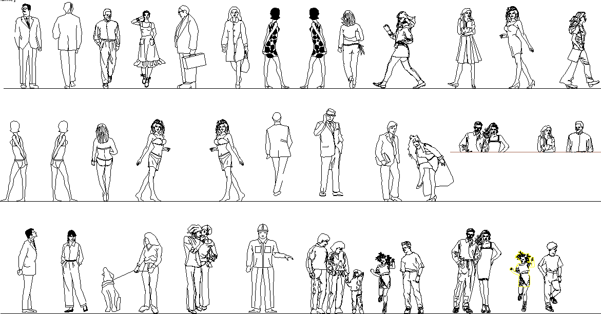 Human Body AutoCAD DWG File with Detailed 2D Front View Blocks