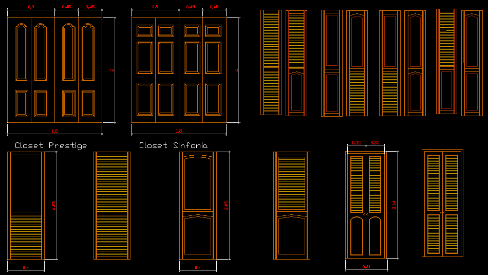 Door Block DWG Design Layout with Section and Elevation Details