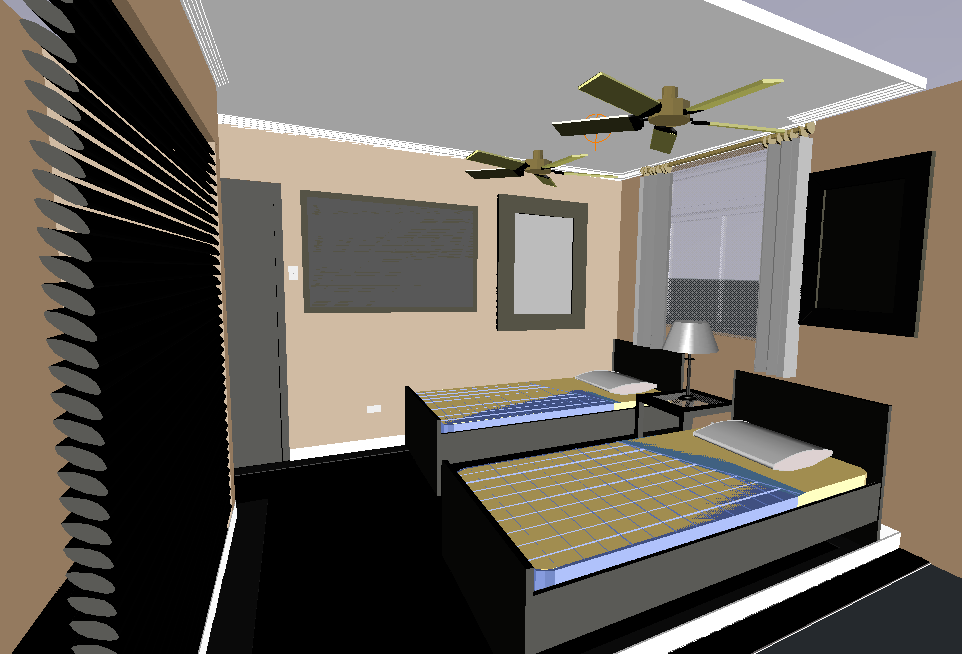3D Guest Bedroom AutoCAD DWG File with Interior Layout and Design