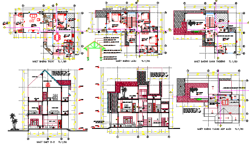 3 Storey House CAD a Drawing File with a Plans and Elevations