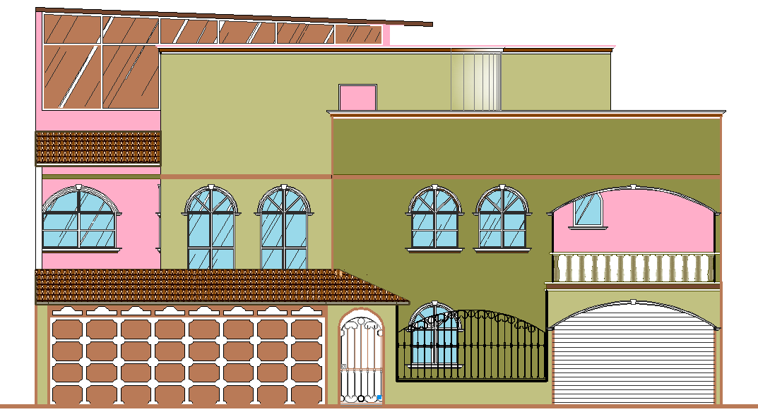 Modern Bungalow AutoCAD DWG File with 2D Front Elevation Design