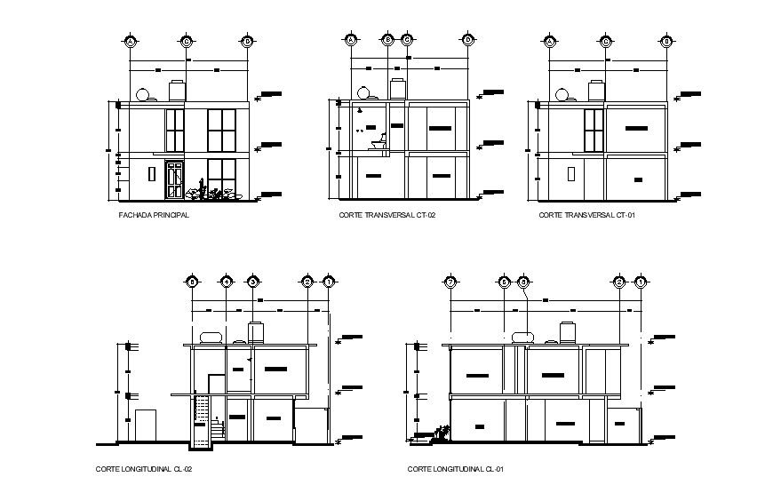 5m height of the house building is given in this Autocad drawing file. Download now.