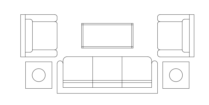 Living Room 5 Seater Sofa CAD Design in DWG Format