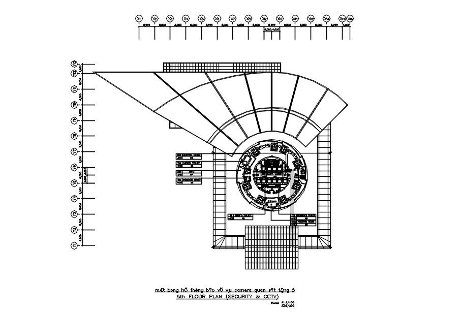 5th floor plan of security & CCTV in detail AutoCAD drawing, dwg file, CAD file
