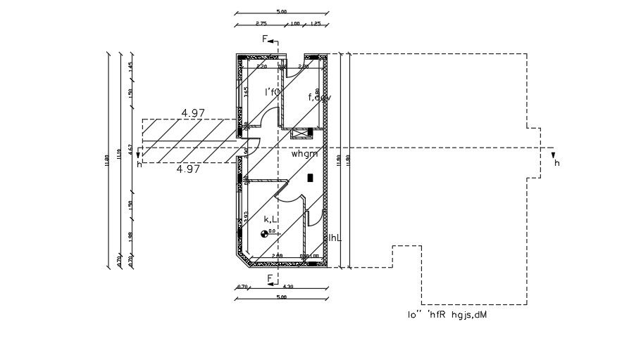 5x12 Meter 2 BHK House Basement Plan AutoCAD File