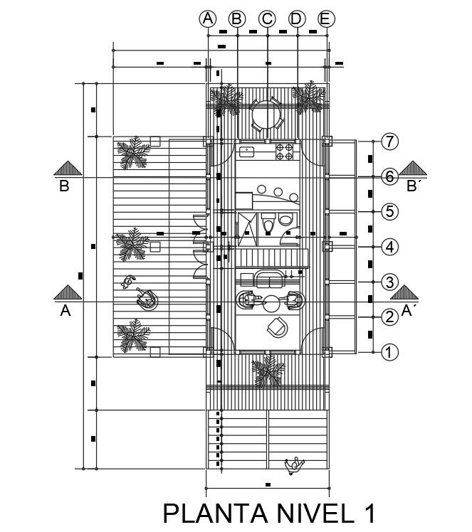 5x13m first floor house plan is given in this Autocad drawing file. Download file.