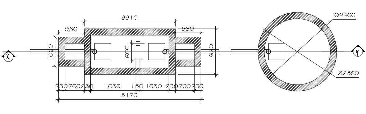 5x2m septic tank plan CAD drawing is given in this file
