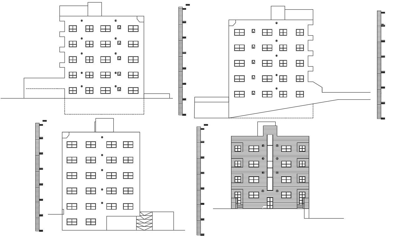 6 Floor Apartment Building Elevation Design DWG File