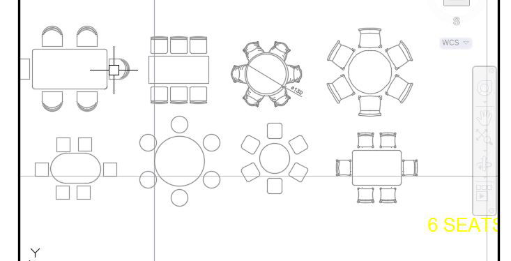 6 Seater Dining Table AutoCAD DWG Block for Design