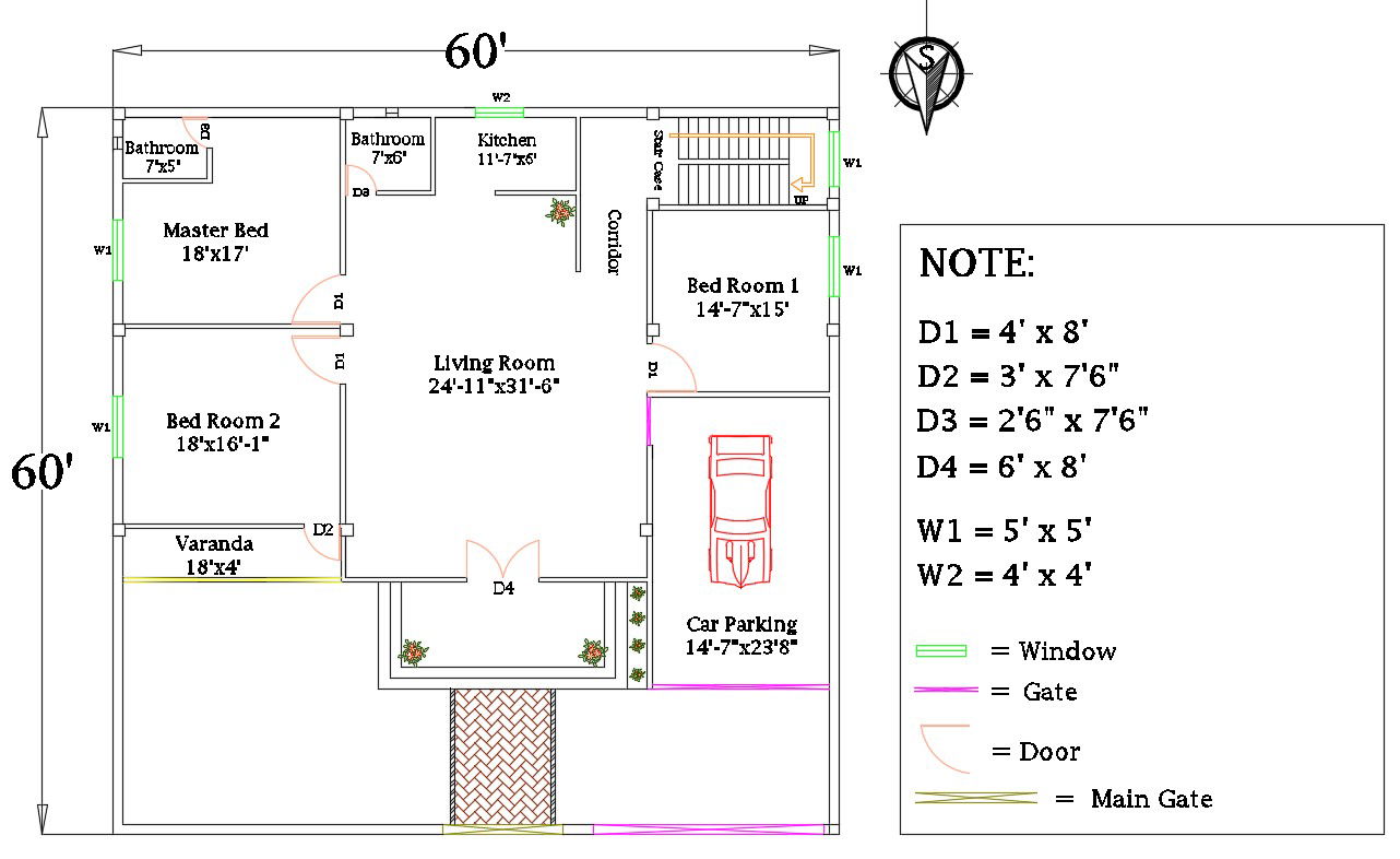 60x60 House Plan CAD Files Visit & Explore the Design layout file