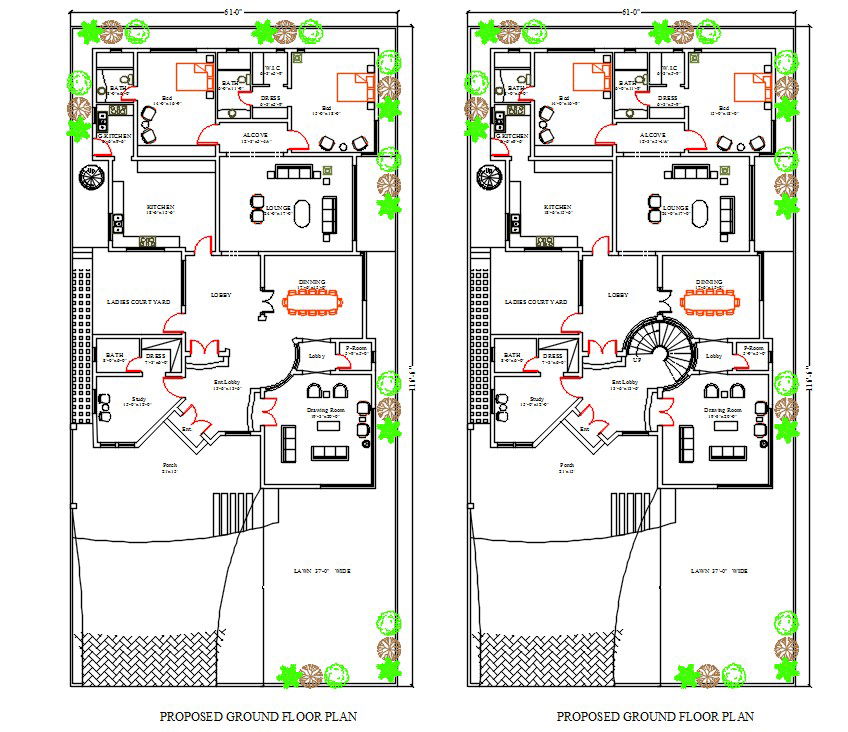 60' X 90' Architecture House Plan DWG File