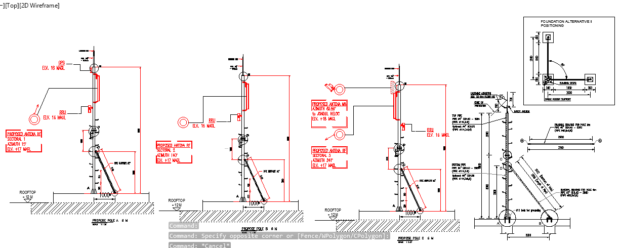 6000mm height electric pole with stree lights,download DWG file.