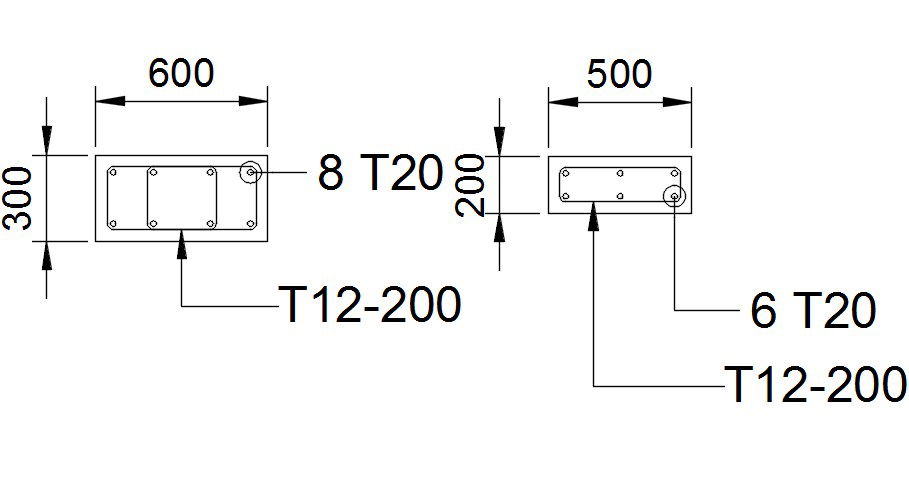 600mm X300mm and 500 X200 mm column Steel Bar Reinforcement details are given in this AutoCAD 2D Drawing file. Download now free.
