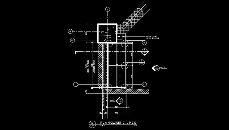 600x1400mm Closet Construction DWG AutoCAD Drawing
