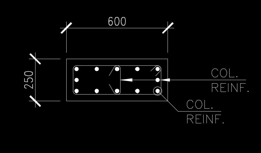 600x250mm column detail drawing download now