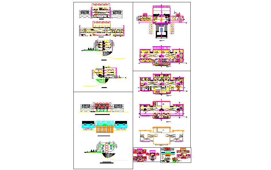 Hotel Project Design with Detailed Sections and Interior Layout DWG