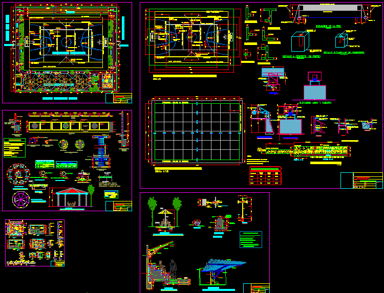 Sports Complex CAD Drawing with Plans Sections and Elevation Layout