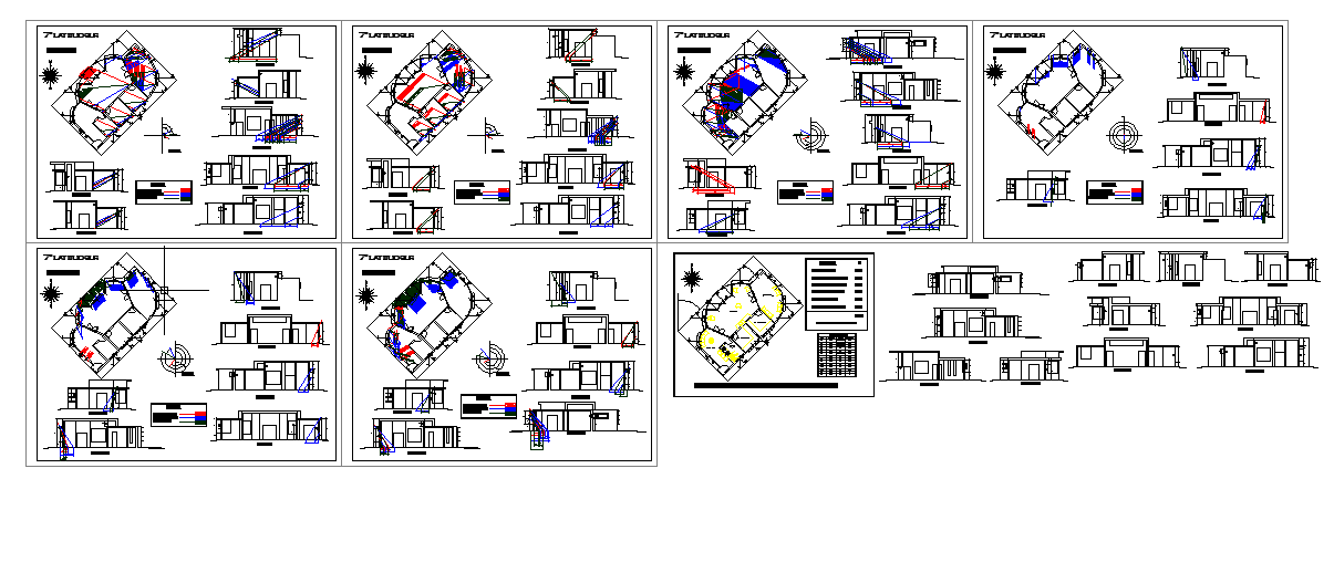 Large residency house design with rooms floors and elevation views